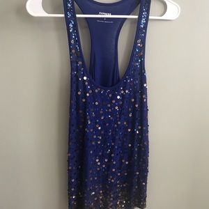 Express blue sequin tank size small